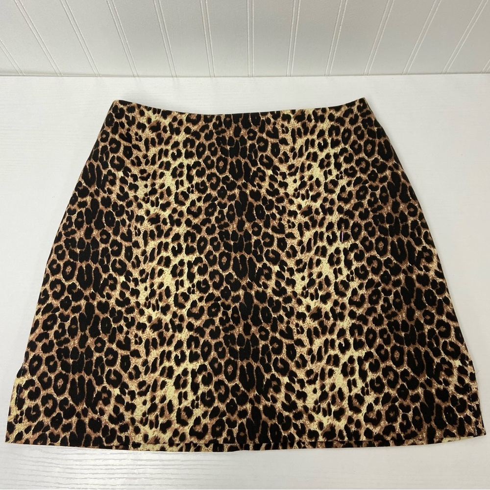 Leopard Print A-Line Skirt - Brown/Black